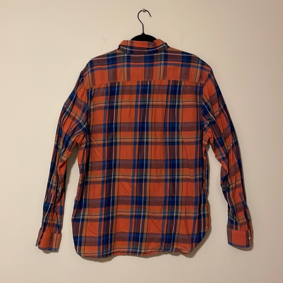 Lucky Brand Mens 100% cotton Button Up XL Orange Plaid Permanent Fit - Picture 5 of 5
